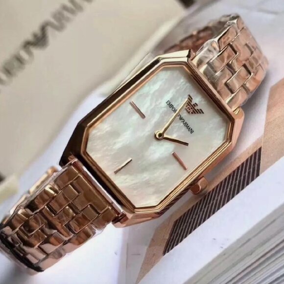 NEW Emporio Armani Rose Gold-Tone Stainless Analog Ladies Watch